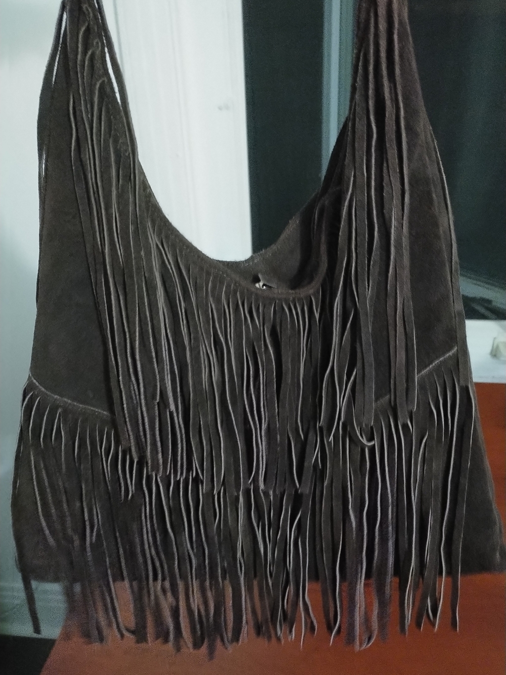 Call It Spring Dark Brown Suede Fringe Shoulder Bag Western Style